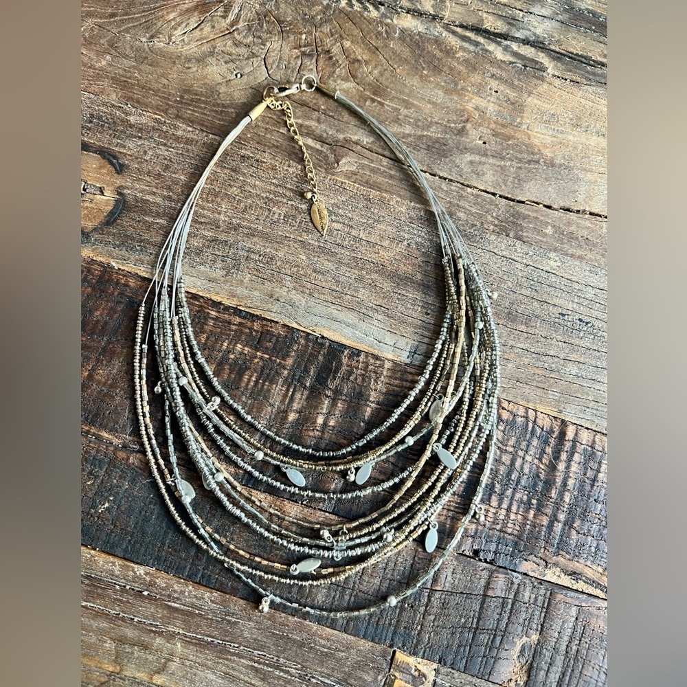 Coldwater Creek Multi-bead Strand Silver and Gold Necklace